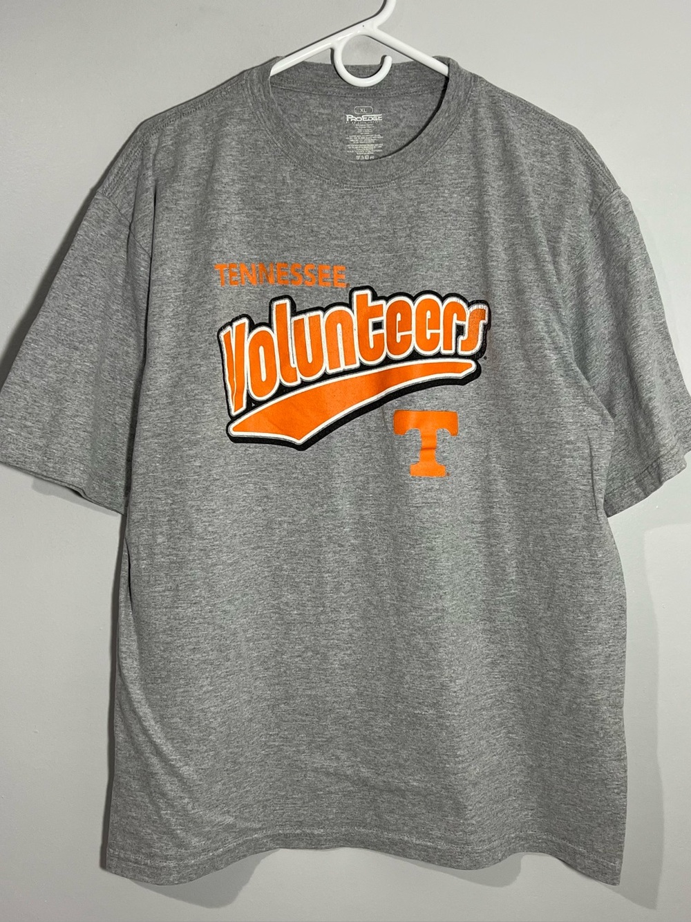Pro Edge Tennessee Volunteers Gray Short Sleeve T-Shirt Mens Extra Large XL